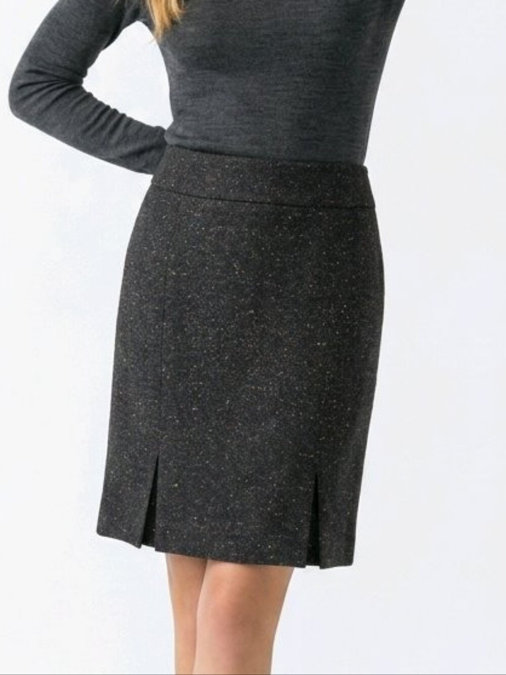 Talbots Charcoal Speckled Tweed Pencil Skirt